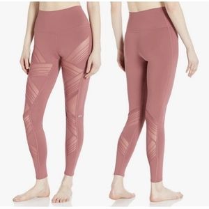 ALO Yoga Pink Mesh Detail High Rise Leggings Size Medium